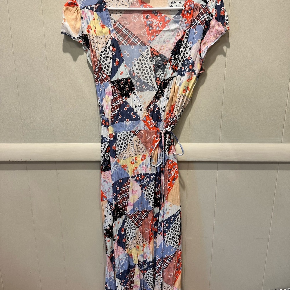 GAP Blue and Pink Flutter Sleeve Maxi Sundress